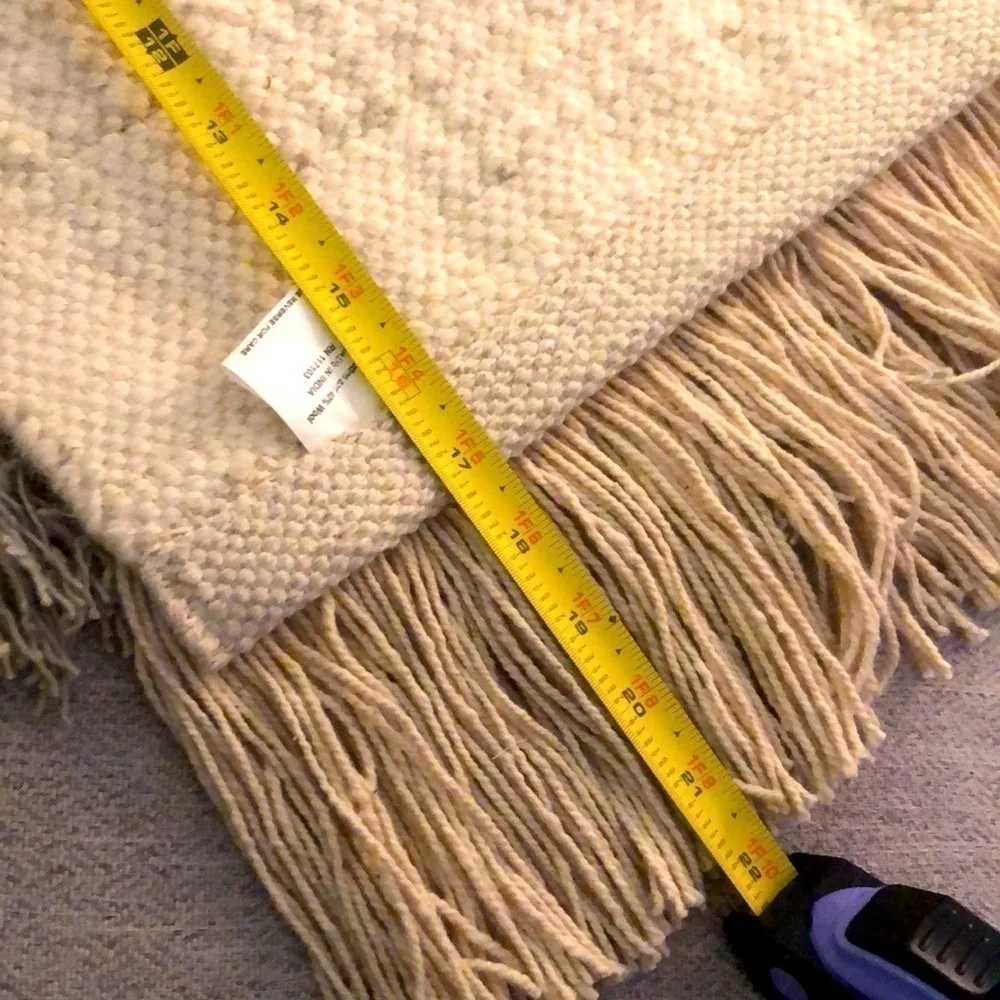 Woven Wool & Cotton Hanging Wall Tapestry with Wood Rod